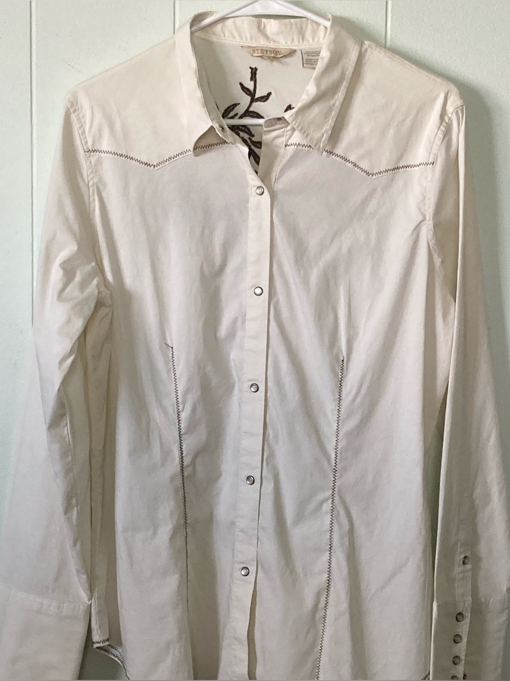 Stetson Womens SZ L white Western-Style Snap Button Shirt